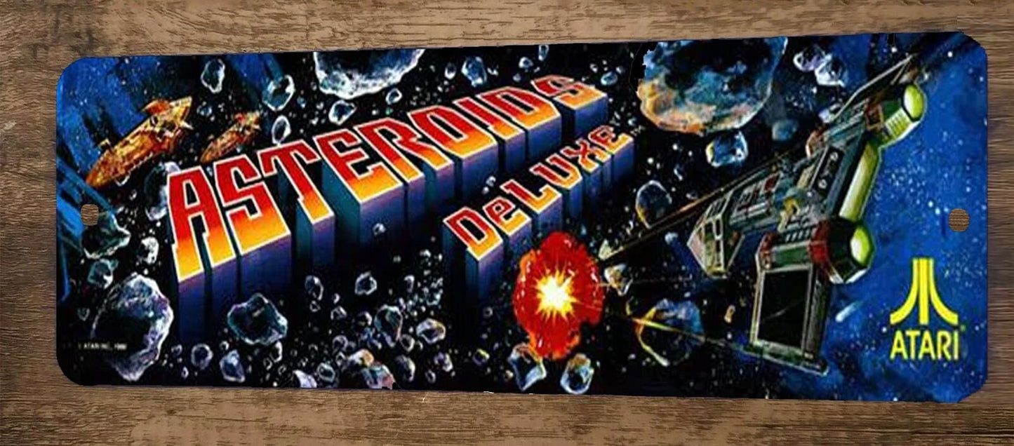 Asteroids Deluxe Arcade 4x12 Metal Wall Video Game Marquee Banner Sign
