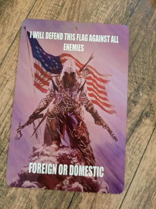 I Will Defend This Flag Against All Enemies 8x12 Metal Wall Military Sign Armed Forces