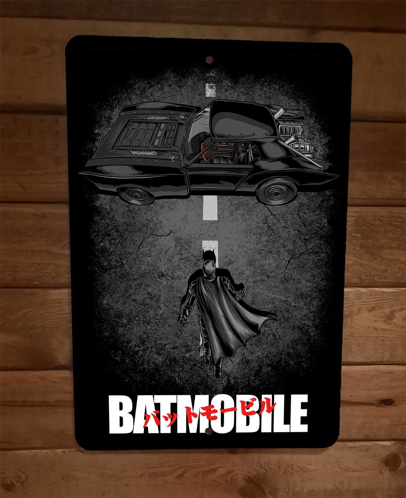 Batmobile Anime Art  8x12 Metal Wall Sign