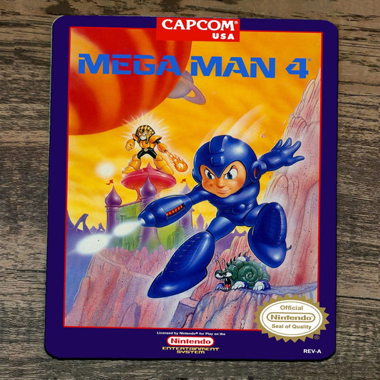 Mouse Pad Mega Man 4 Classic Arcade Video Game NES Box Cover