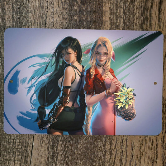 Tifa and Aerith FInal Fantasy 7 FFVII 8x12 Metal Wall Video Game Sign Poster