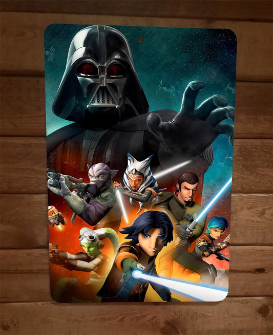 Star Wars Vader and Jedis Cartoon Art 8x12 Metal Wall Sign Poster