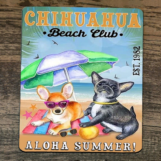 Mouse Pad Chihuahua Beach Club Aloha Summer