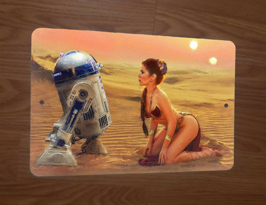 Star Wars R2D2 Princess Leia Artwork 8x12 Metal Wall Sign