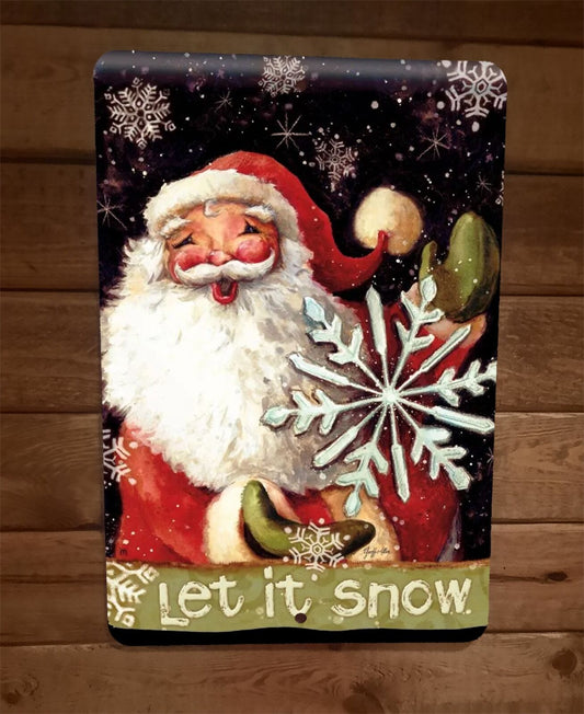 Merry Christmas Santa Clause Let it Snow Xmas 8x12 Metal Wall Sign Poster