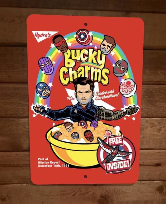 Bucky Charms Cereal Marvel Avengers Parody Comics 8x12 Metal Wall Sign