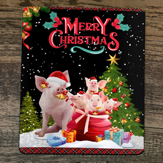 Mouse Pad Merry Christmas Xmas Pigs