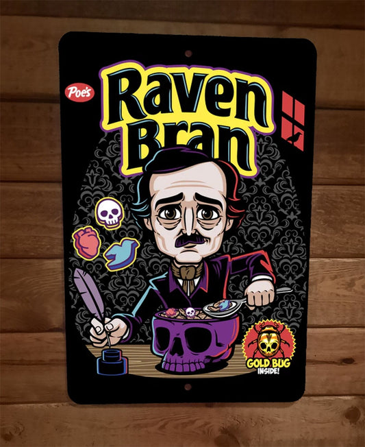 Edgar Allan Poe Raven Bran Cereal 8x12 Metal Wall Sign