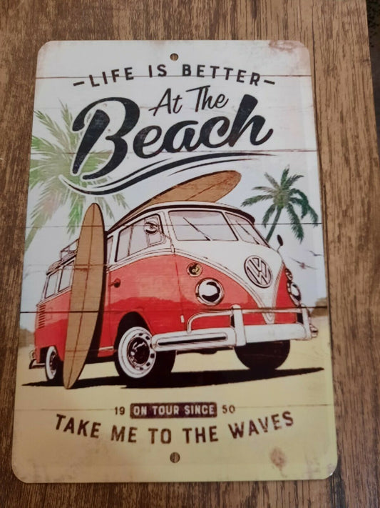 Life is Better at the Beach Vintage Ad 8x12 Metal Wall Sign Take me to the Waves Misc Poster