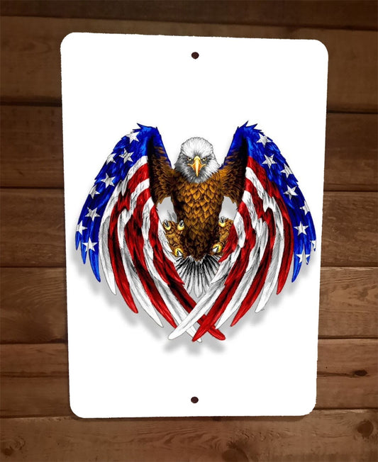American Eagle Flag Biker Motorcycle 8x12 Metal Wall Sign Garage Poster