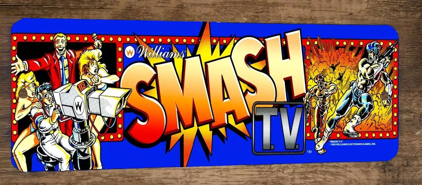 Smash TV Arcade 4x12 Metal Wall Video Game Marquee Banner Sign