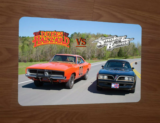 Dukes of Hazzard vs Smokey and the Bandit General Lee Trans Am 8x12 Metal Western TV Show Movie Car Sign