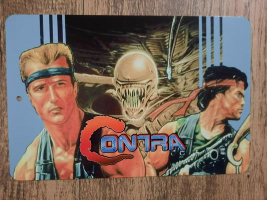 CONTRA Classic Video Game Arcade 8x12 Metal Wall Sign