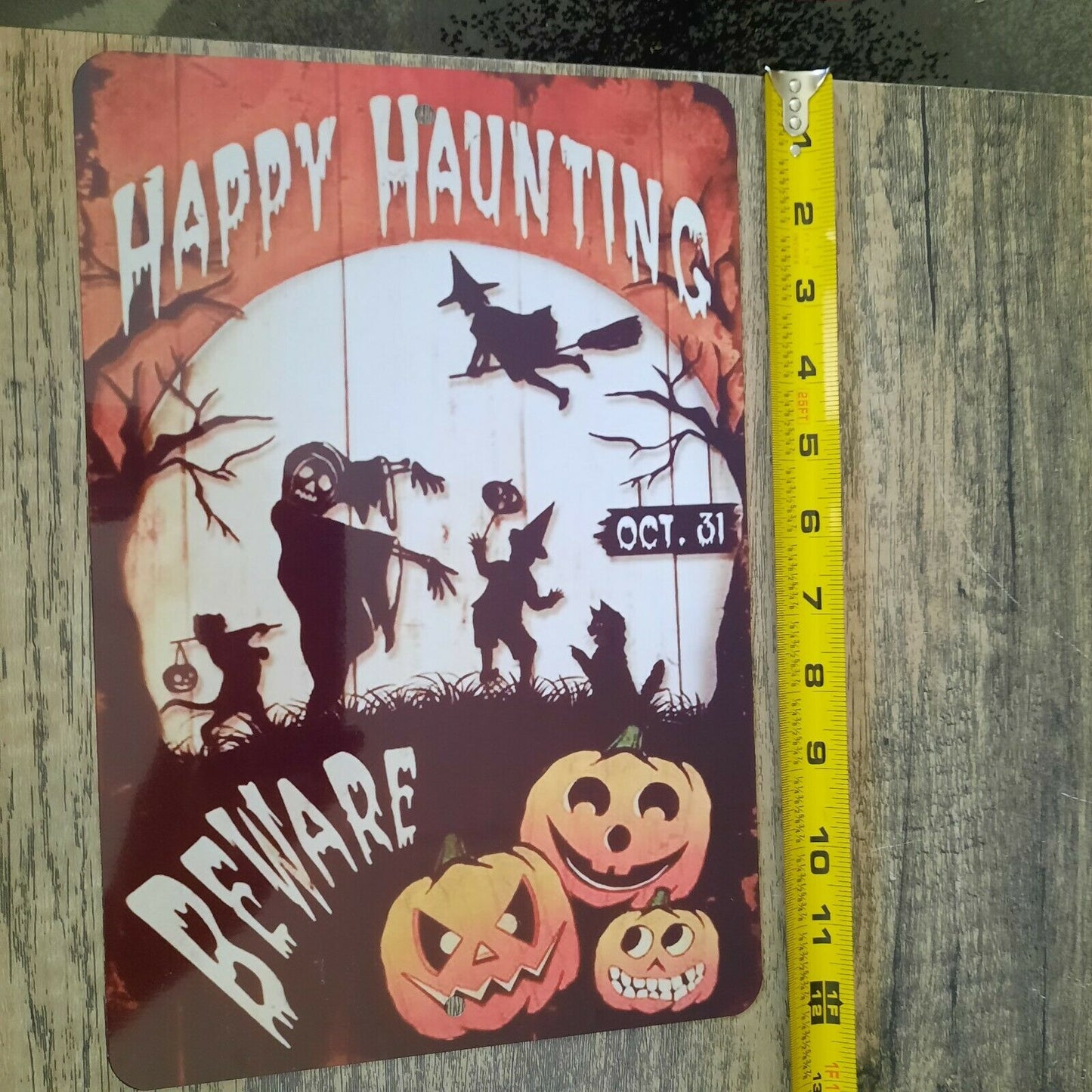 Happy Haunting Beware Halloween 8x12 Metal Wall Sign Holidays