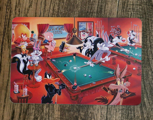 Looney Tunes Playing Pool 8x12 Metal Wall Sign Classic Cartoon