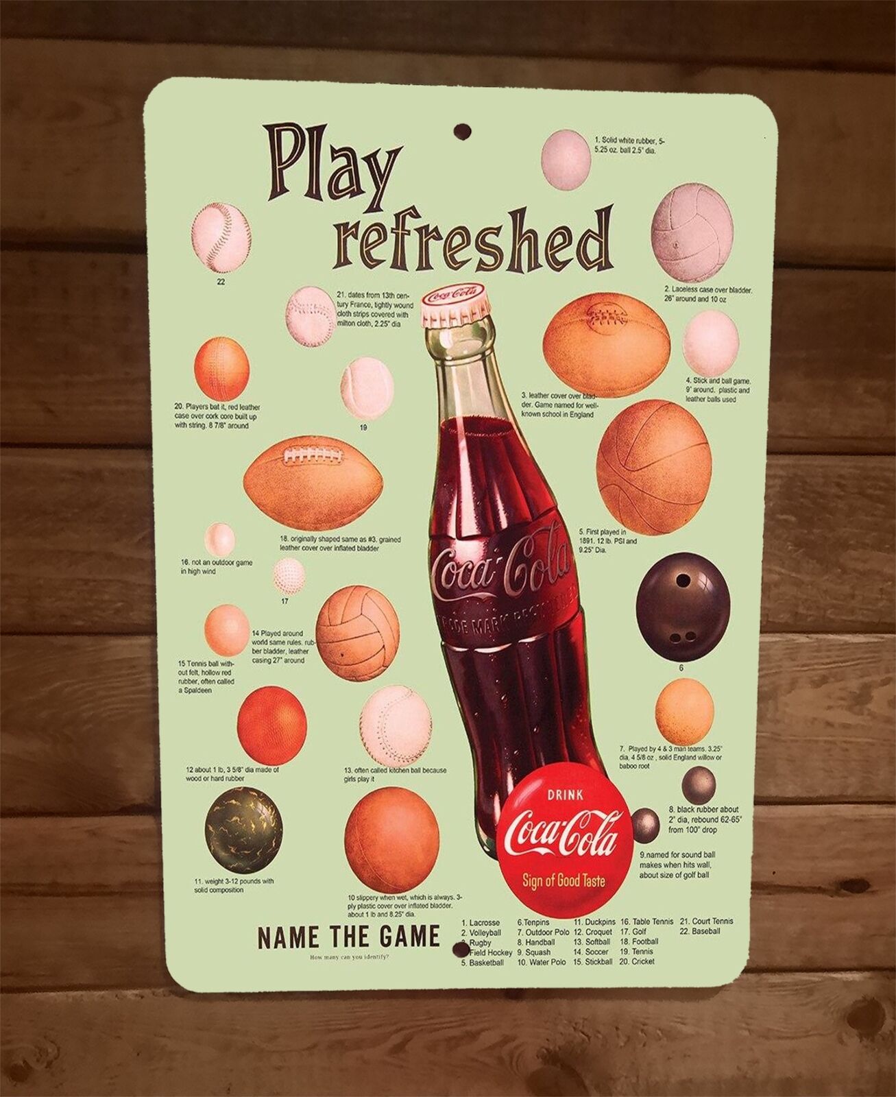 Vintage Look Coke Play Refreshed Coca Cola 8x12 Metal Wall Sign Poster