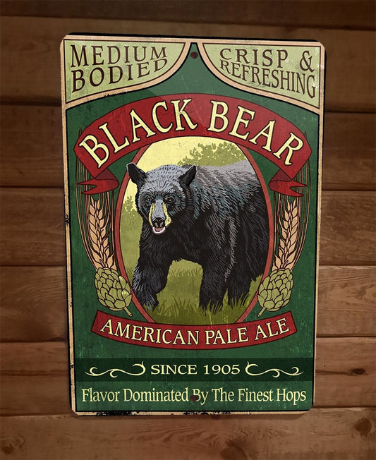 Black Bear American Pale Ale Beer 8x12 Metal Wall Sign Bar Animal Poster