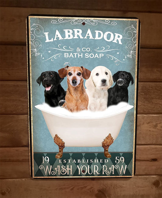 Labrador Dog Bath Soap 8x12 Metal Wall Sign Animal Poster