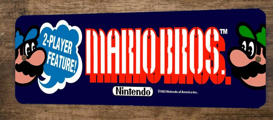 Mario Bros Arcade 4x12 Metal Wall Video Game Marquee Banner Sign
