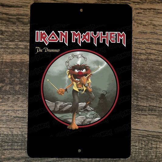 Iron Mayhem The Drummer Animal Maiden 8x12 Metal Wall Sign