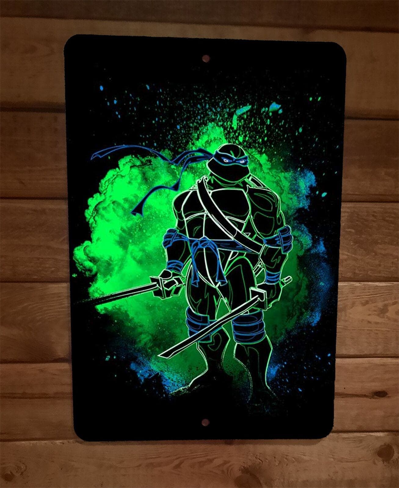 Shellabration Tmnt Sign Blue Ninja Turtle Leonardo Cloud and Swords TMNT 8x12 Metal Wall Sign ...