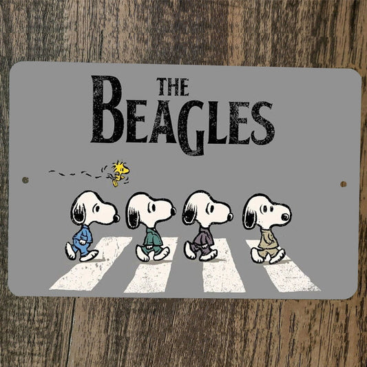The Beagles Beatles Snoopy Parody 8x12 Metal Wall Comics Sign