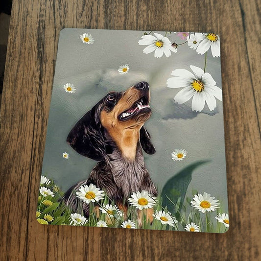 Dachshund Wiener Dog in Flowers Mouse Pad