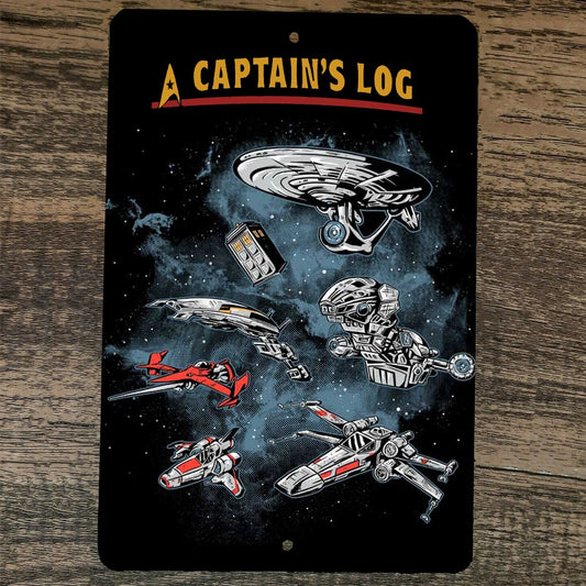 A Captain Log Movie Spaceships Starships 8x12 Metal Wall Sign