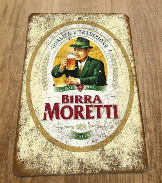 Vintage Look Birra Moretti Beer Ad 8x12 Metal Wall Bar Sign