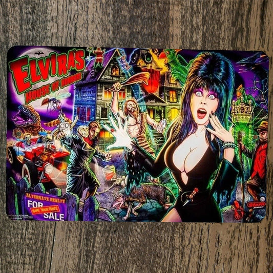 Elviras House of Horrors Arcade 8x12 Metal Wall Sign Video Game Poster