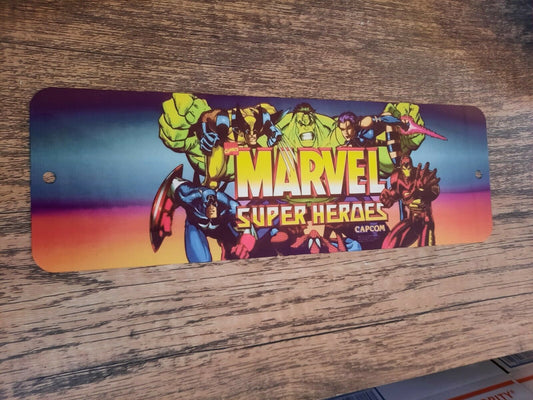 Marvel Super Heroes Classic Arcade Game Marquee 4x12 Metal Wall Sign Retro 80s