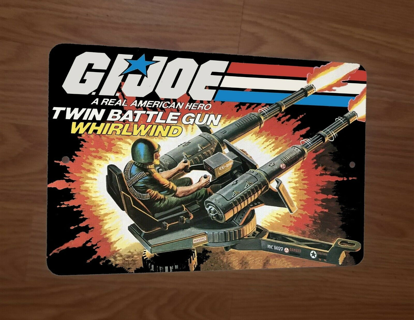 GI Joe Twin Battle Gun Whirlwind Artwork 8x12 Metal Wall Sign Retro 80s Cartoon