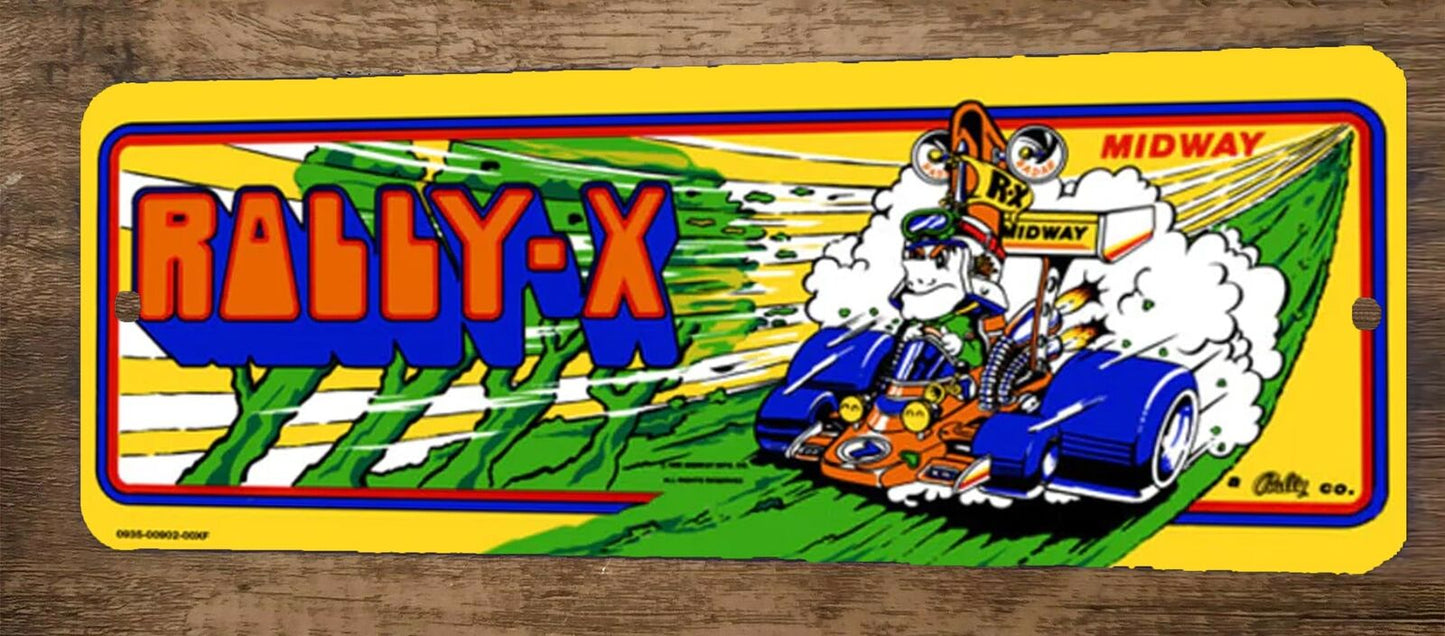 Rally X Arcade 4x12 Metal Wall Video Game Sign Poster