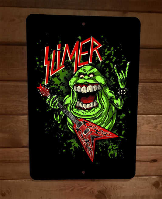 Slimer Playing Guitar Ghostbusters 8x12 Metal Wall Sign