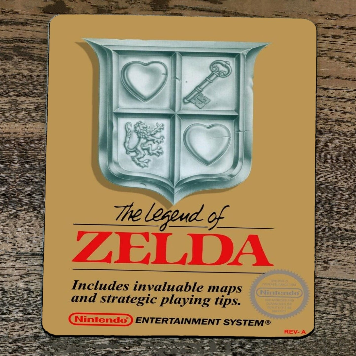 Mouse Pad Legend of Gold Classic Arcade Video Game NES Zelda Box Cover