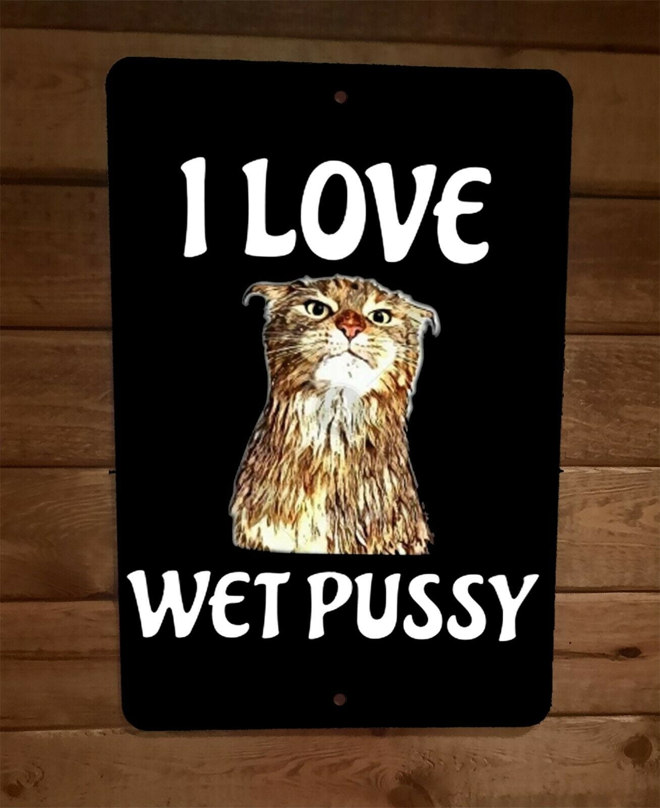 I Love Wet Pussy Cat Animals Funny 8x12 Metal Wall Sign Misc Poster