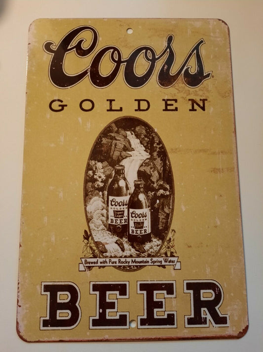 Coors Golden Beer 8x12 Aluminum Metal Wall Garage Man Cave Bar Sign