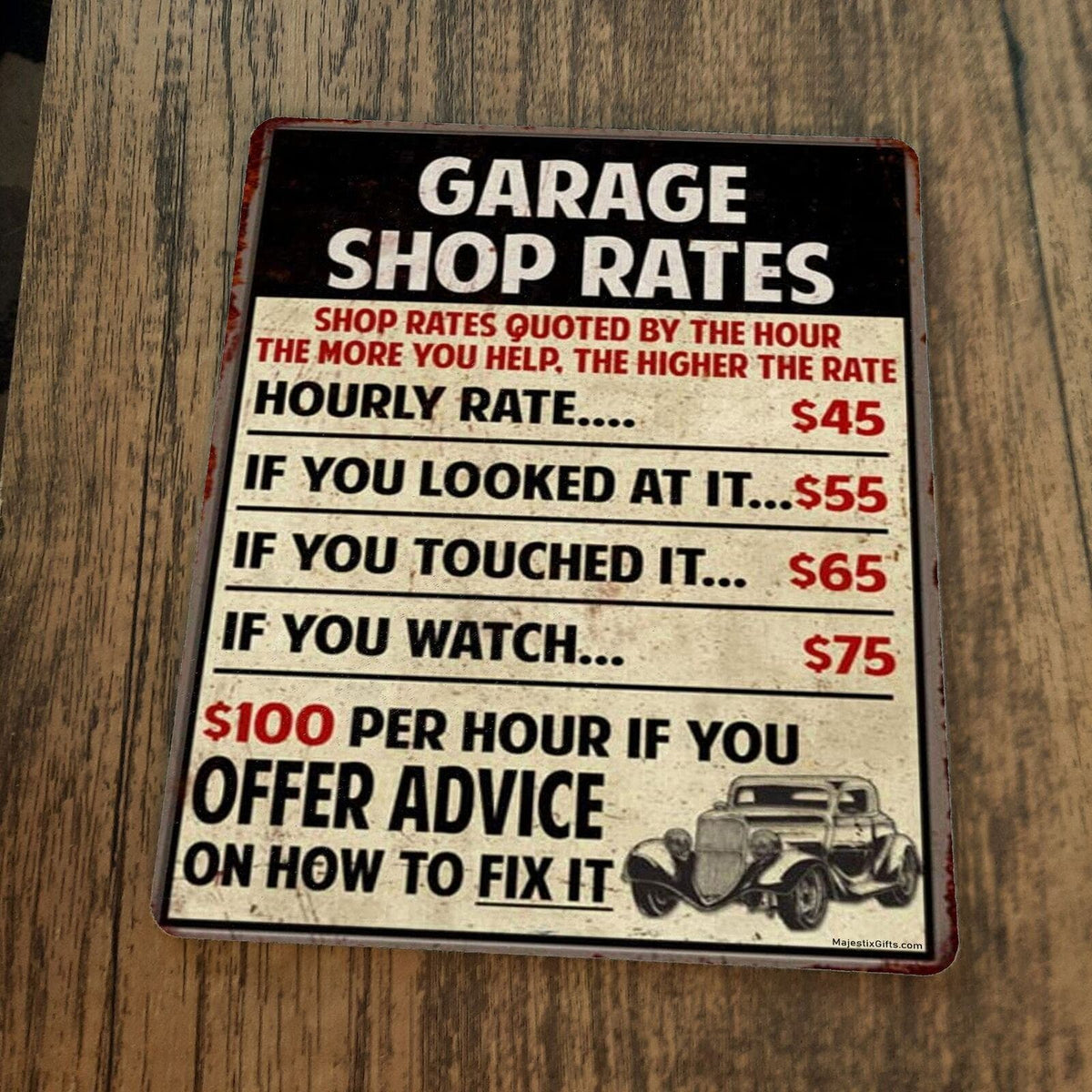 Posted Shop Rates Garage Shop Rates Mouse Pad – Sign Junky