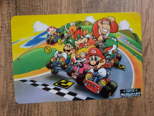 Super Mario Kart 8x12 Metal Wall Sign Classic Video Game Retro 80s