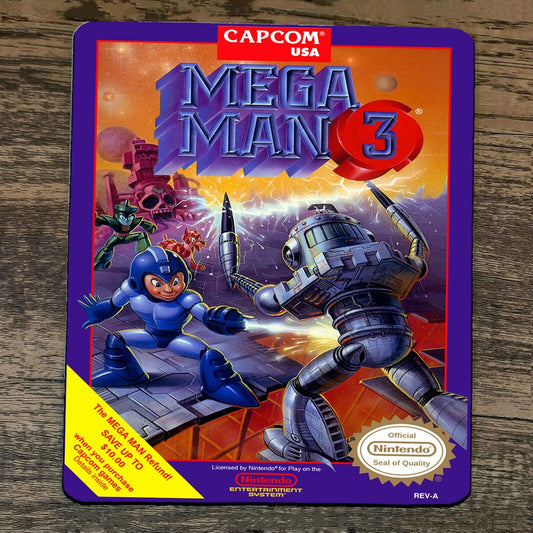 Mouse Pad Mega Man 3 Classic Arcade Video Game NES Box Cover