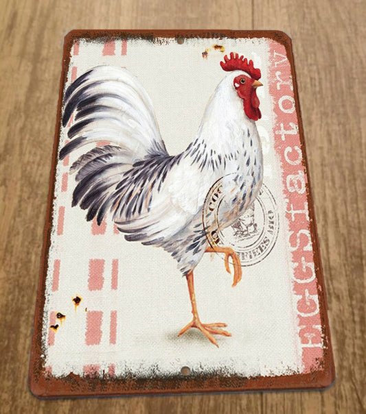 Eggs Factory Chicken 8x12 Metal Wall Animal Sign