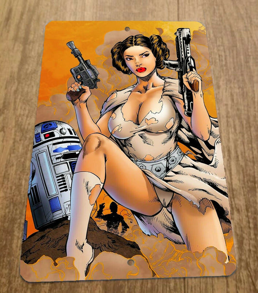 Star Wars Artwork Princess Leia R2D2 8x12 Metal Wall Sign