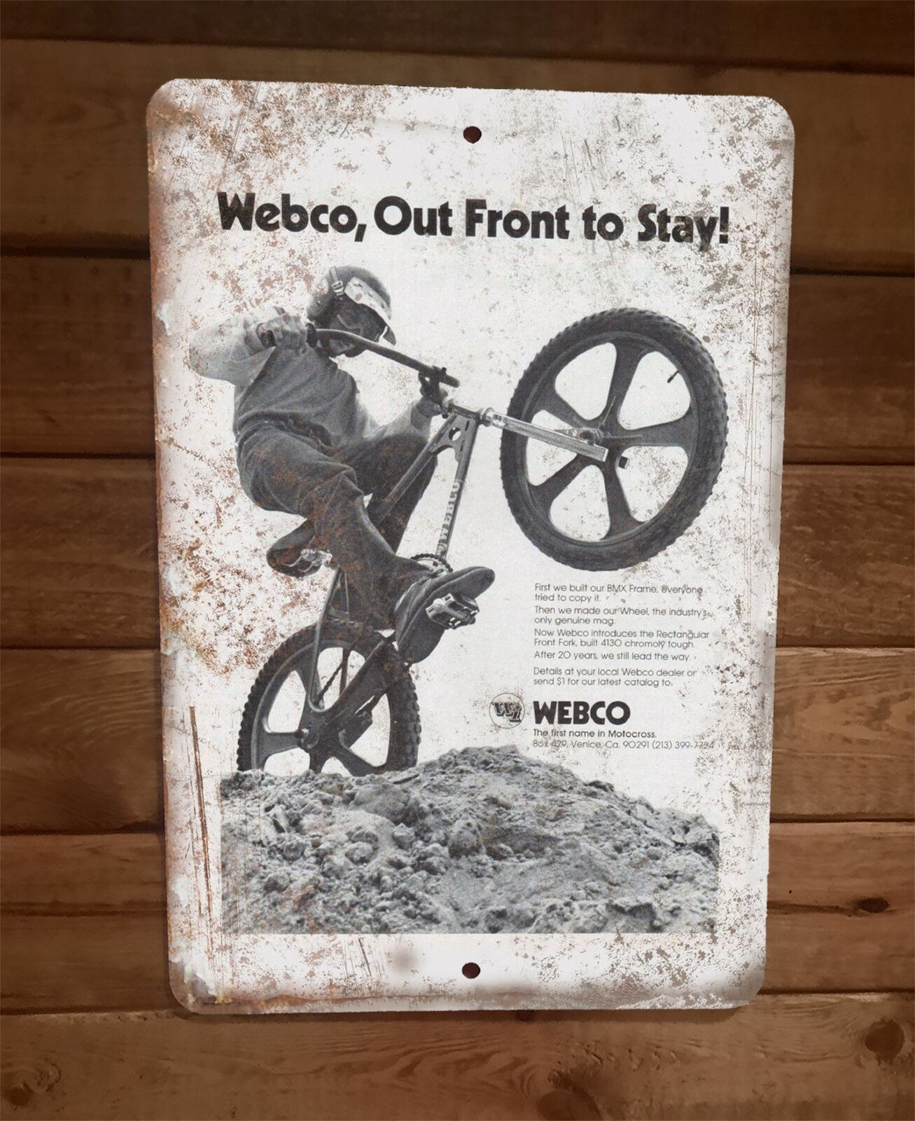 Webco Out Front to Stay Vintage Bicycle Ad 8x12 Metal Wall Sign