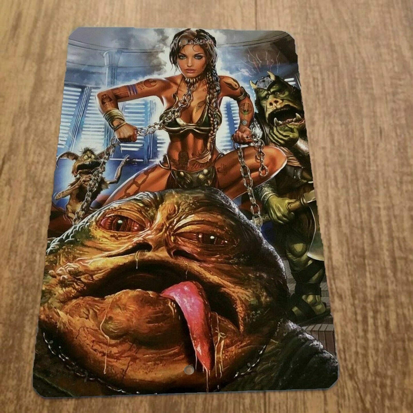 Star Wars Slave Princess Leia Choking Jabba The Hutt 8x12 Metal Wall Sign