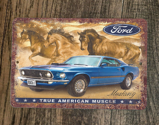 True American Muscle Ford Mustang 8x12 Metal Wall Garage Sign Poster