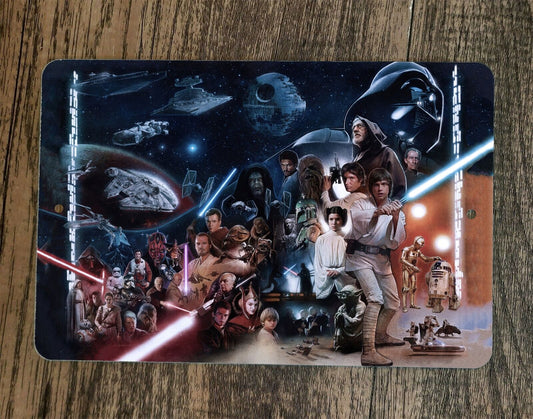Star Wars Episodes 1-6 Artwork Collage 8x12 Metal Wall Sign Poster