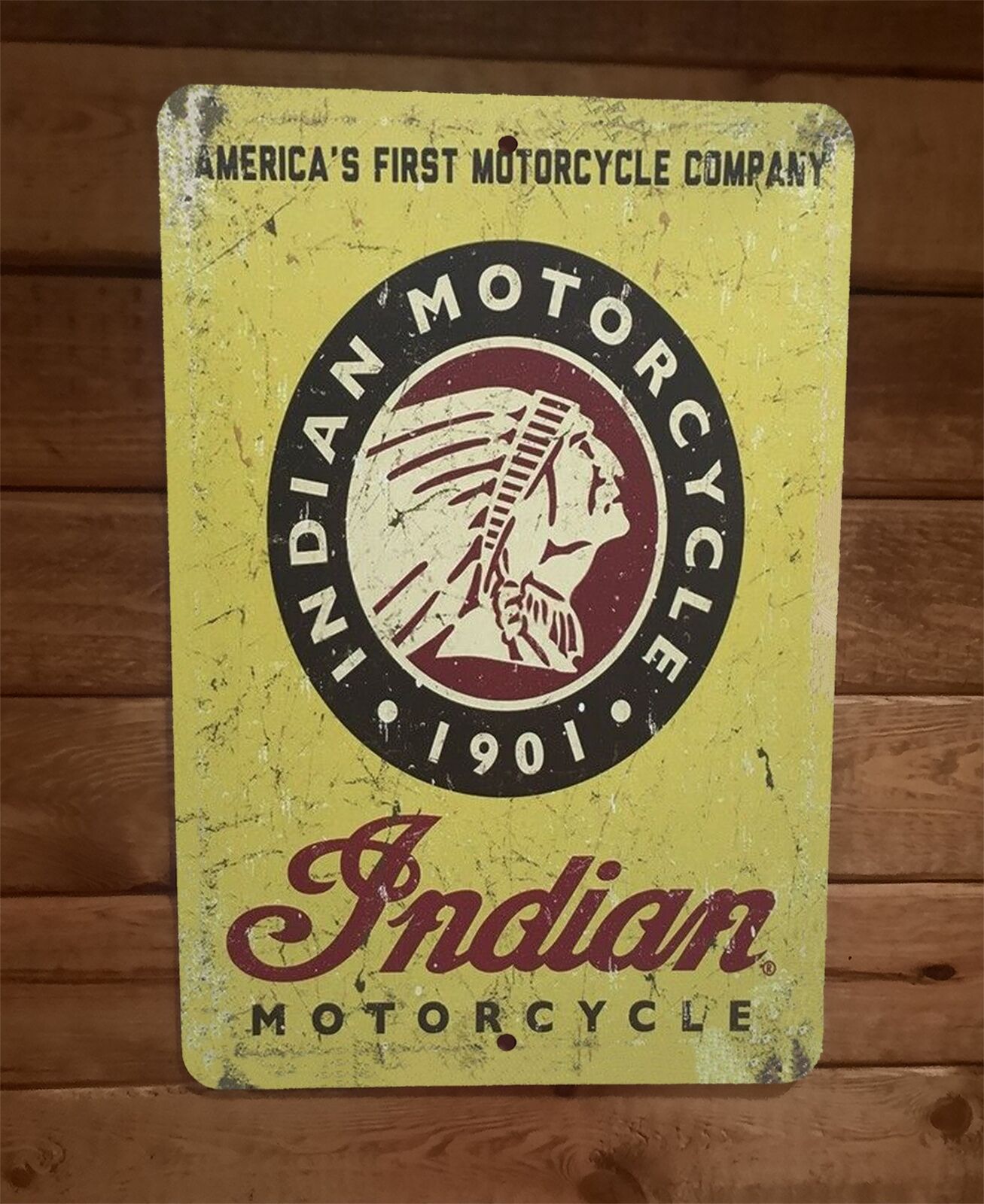 Vintage Indian Motorcycles Ad Americas First 8x12 Metal Wall Sign Garage Poster