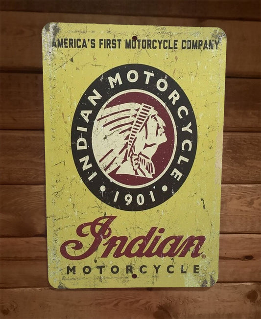 Vintage Indian Motorcycles Ad Americas First 8x12 Metal Wall Sign Garage Poster