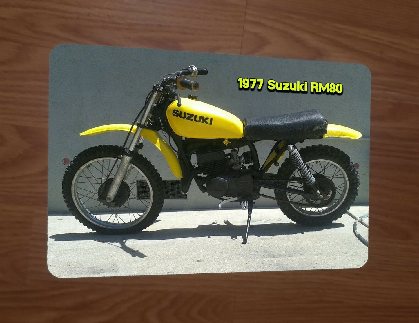 1977 Suzuki RM80 Dirt Bike Motor Cycle 8x12 Metal Wall Sign Garage Poster