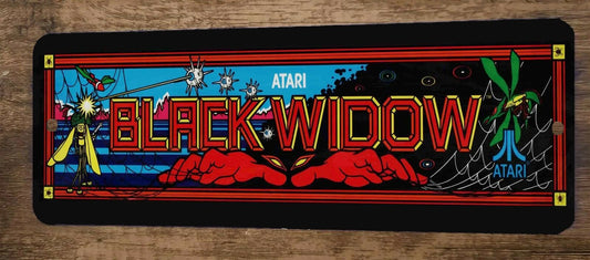 Black Widow Arcade 4x12 Metal Wall Video Game Marquee Banner Sign